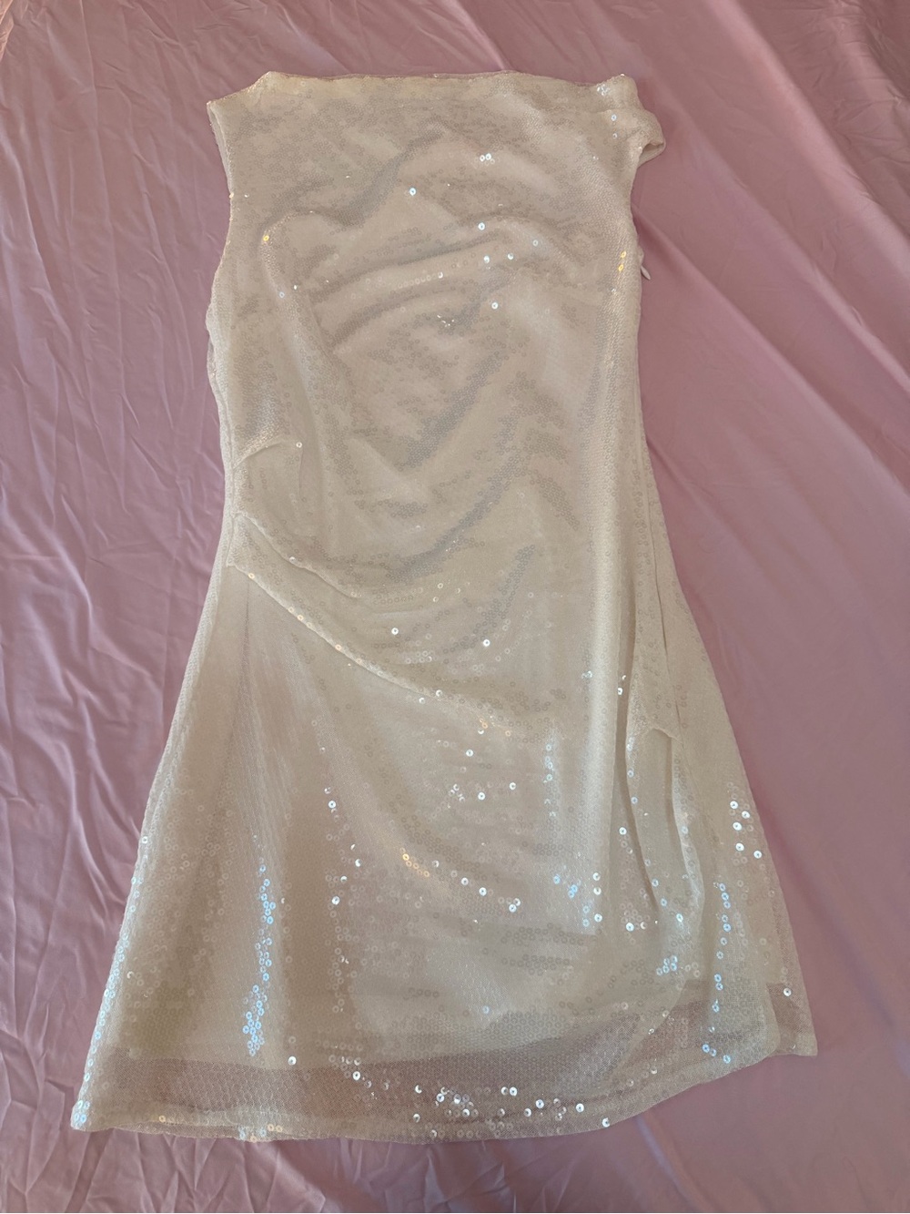 White Sequin Mini Dress - Glam Party Dress